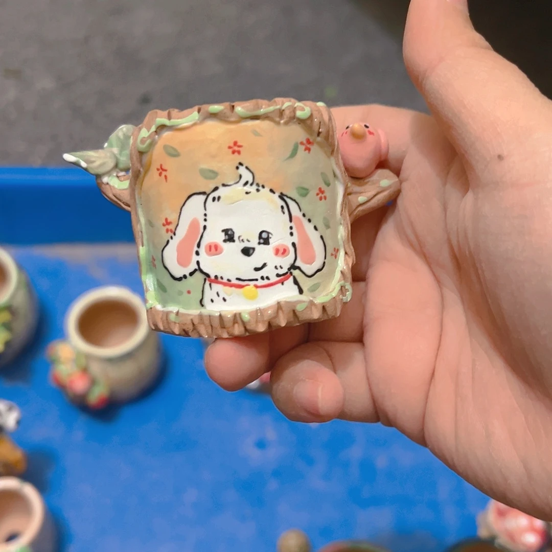 福福老梧家纯手工手绘多肉花盆