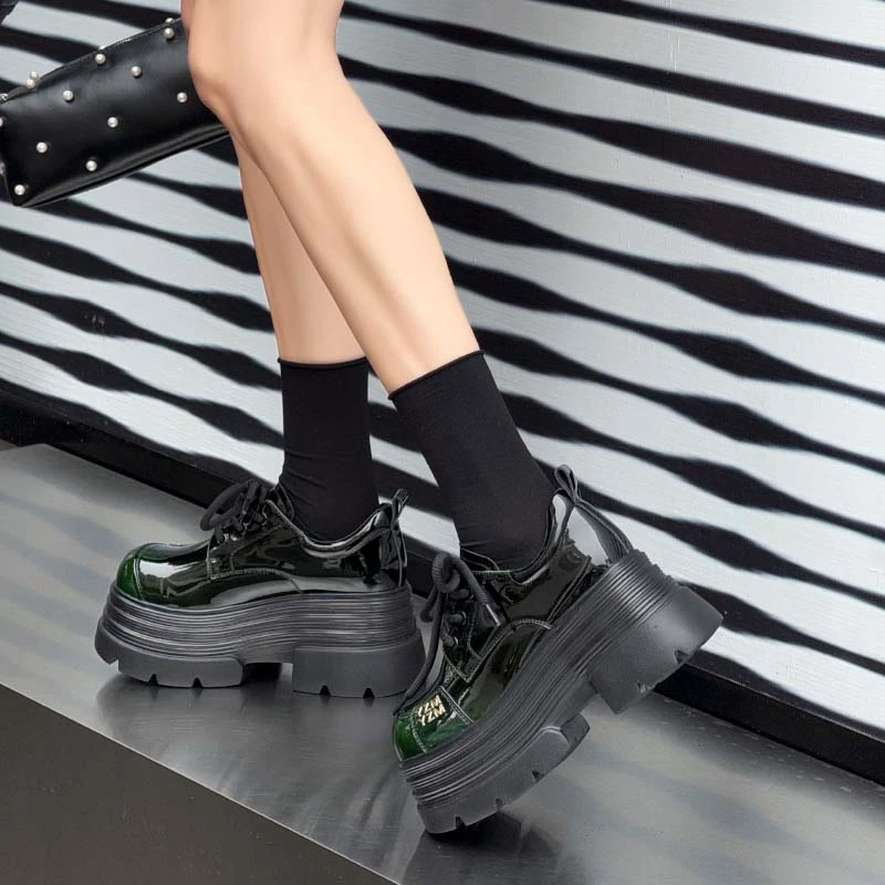 【春意阑珊】厚底小皮鞋女2025通勤单鞋内增高乐福女鞋子953