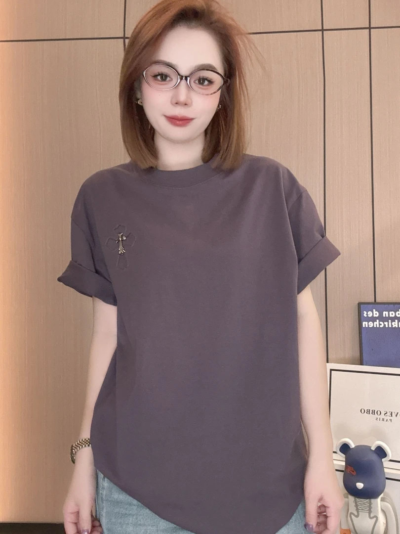 66【孤独患者】2025夏季百搭轻奢潮流重工艺洗水圆领T恤