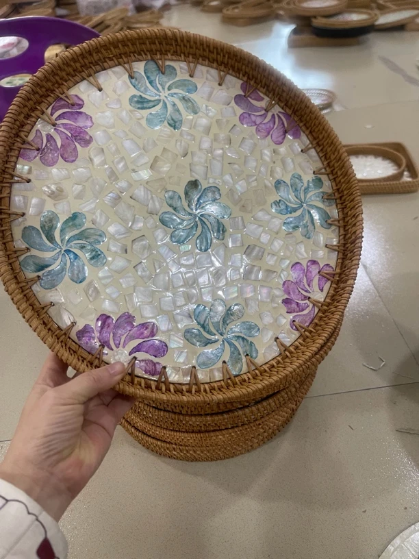 清货35*3随机花贝壳盘大号水果盘