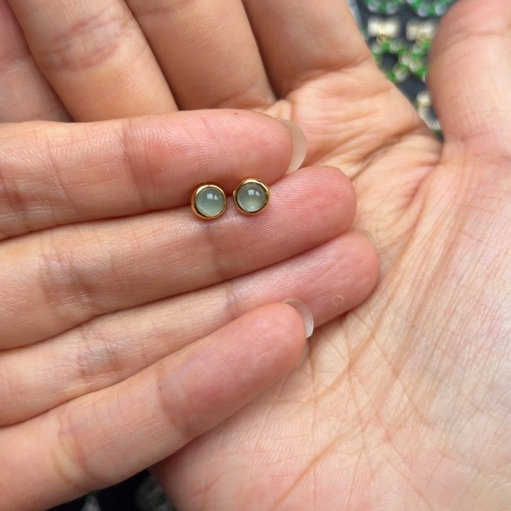 翡翠银S925镶嵌耳饰