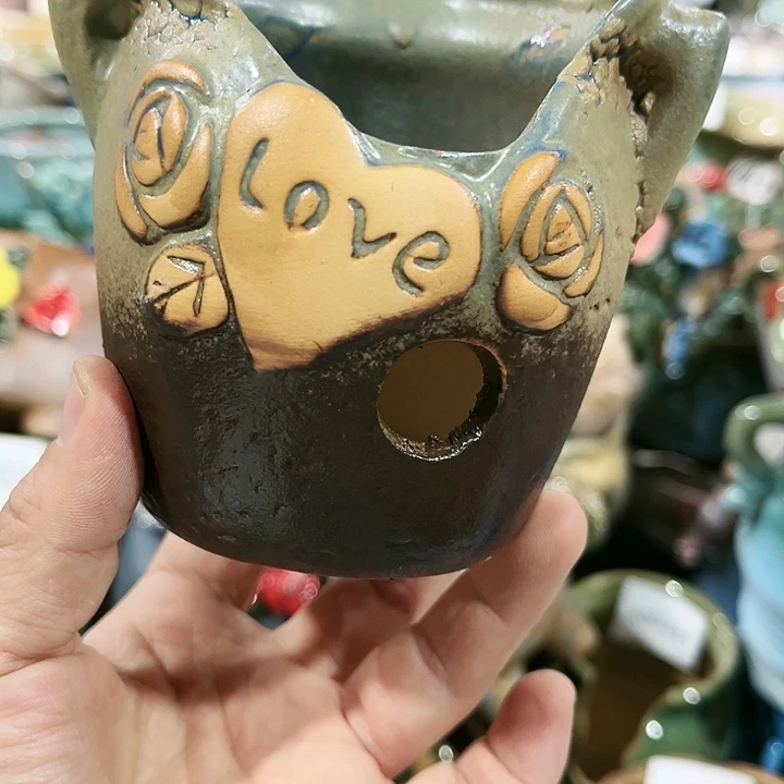 瓷片花盆多肉艺术品植物