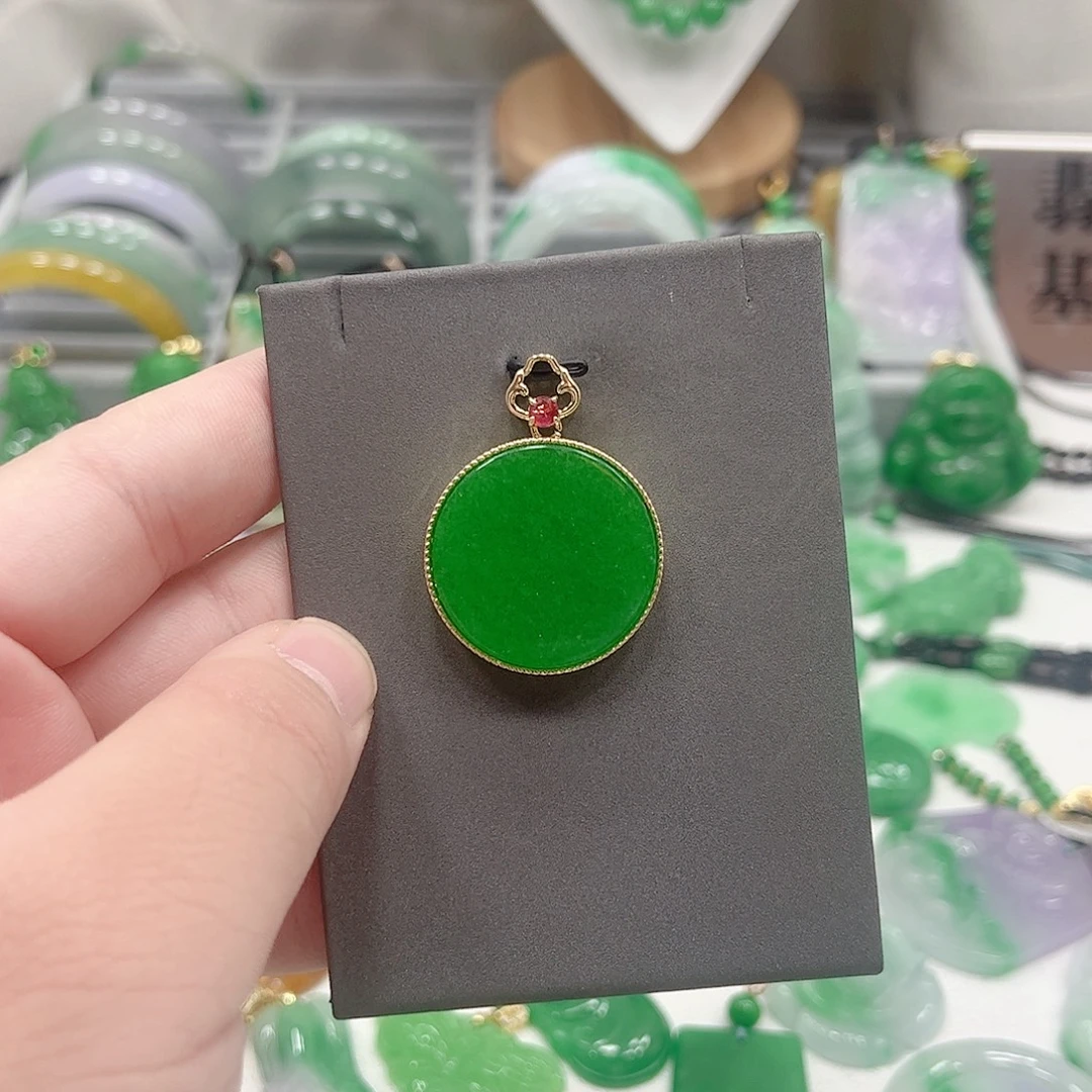 吊坠(赠链)银S925镶嵌翡翠