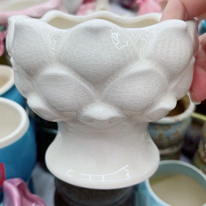 多肉绿植陶瓷花盆9.9包邮，有孔