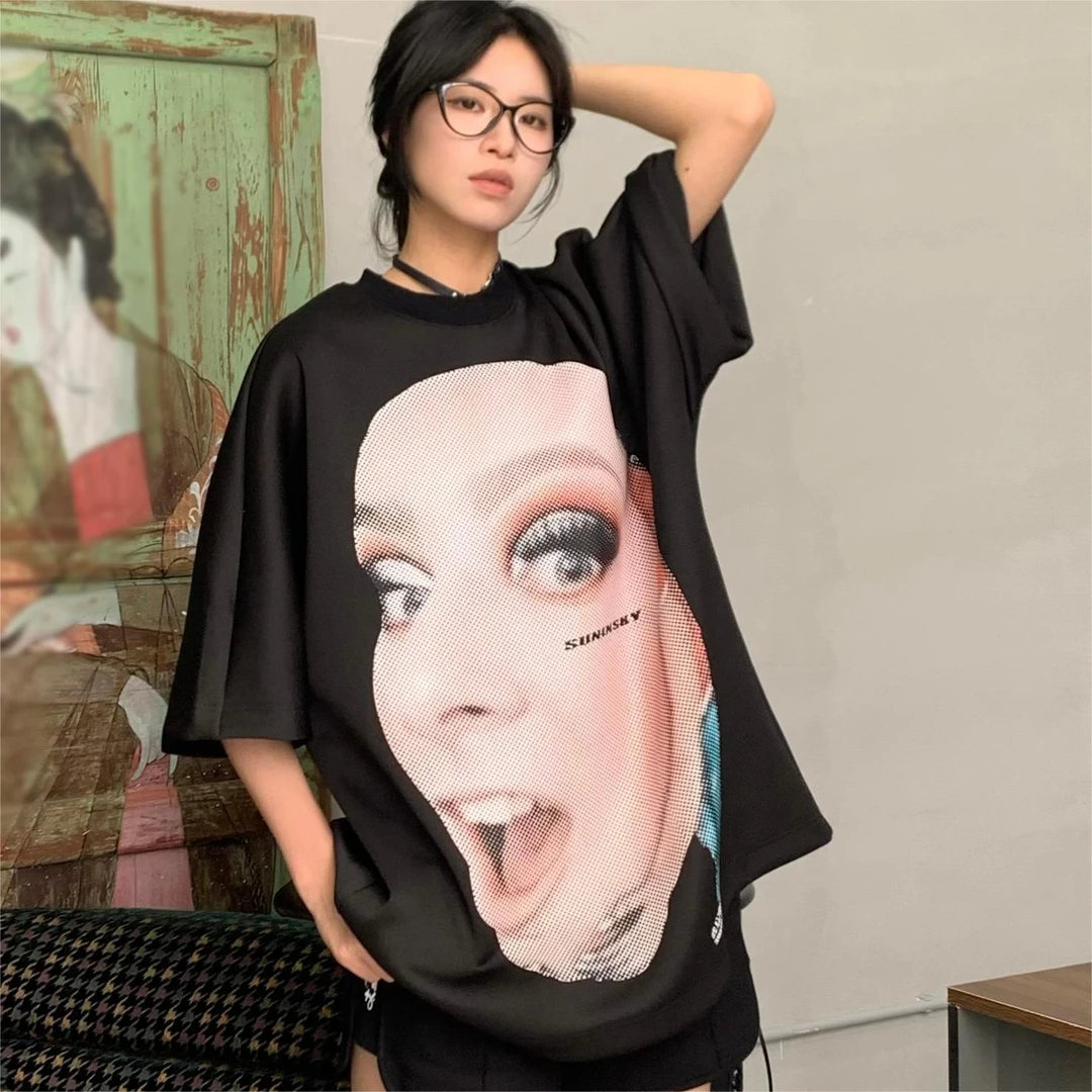 趣味波点头像宽松显瘦T恤-S2406066