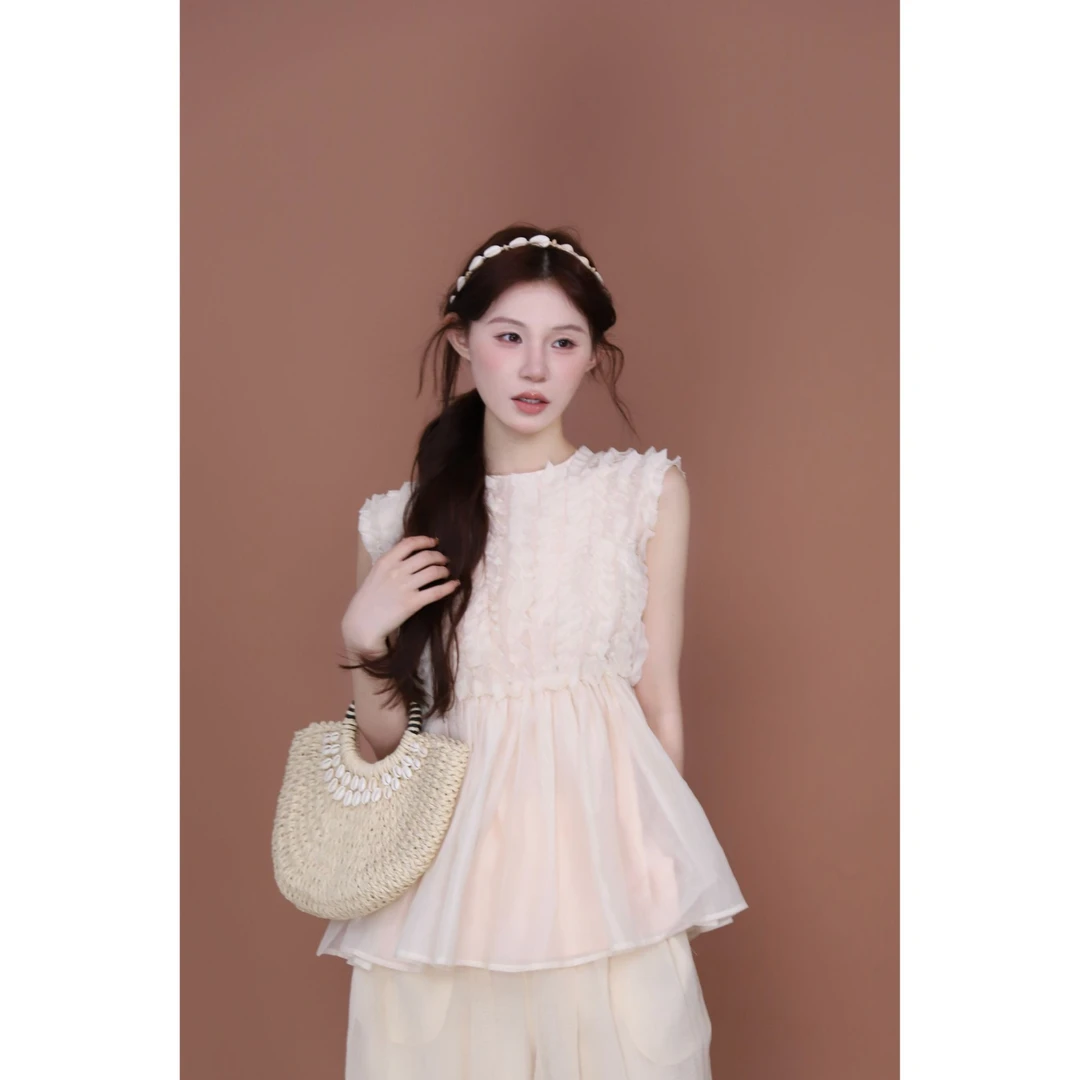 美静【水色纱雾】天丝上衣裸粉色XMZH5966