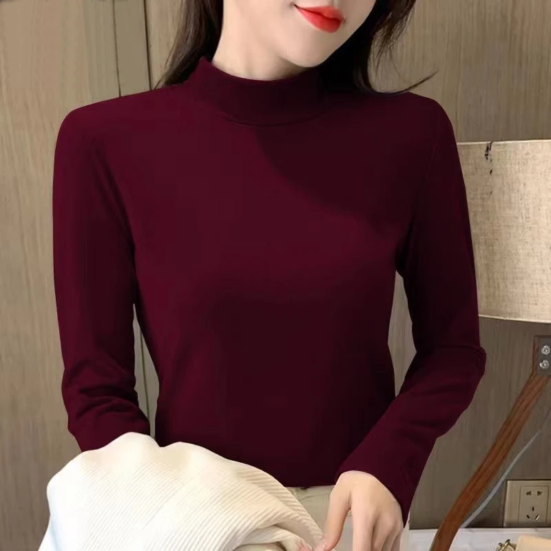 中领双面德绒打底衫女秋冬季新款洋气百搭保暖长袖t恤内搭上衣女