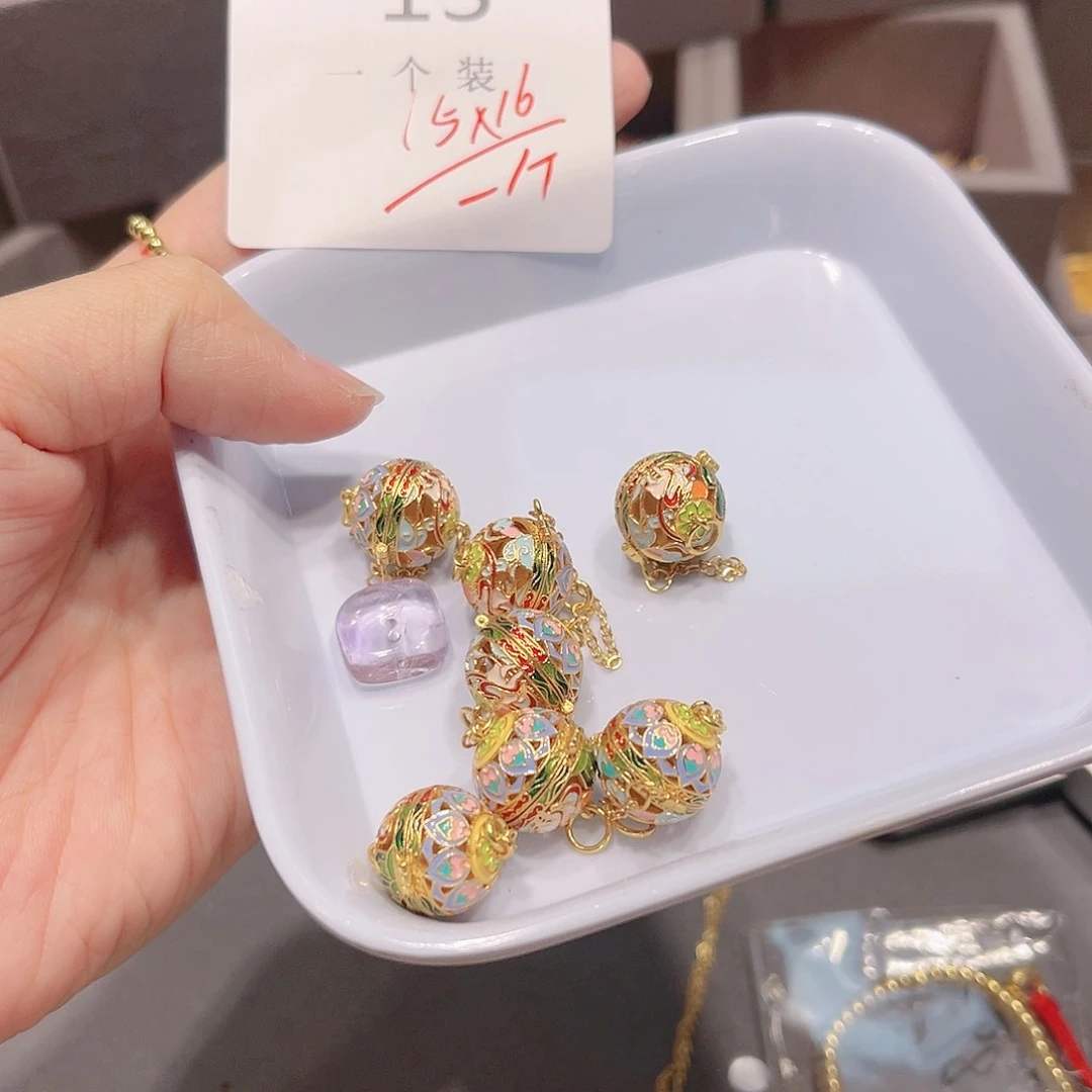 紫晶珠宝半成品银S925镀金镶嵌13