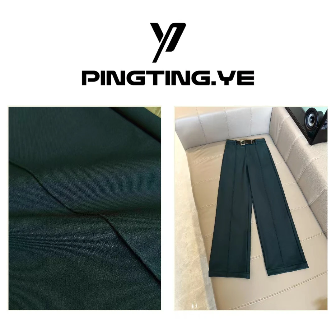 PINGTING.YE冬季加绒高腰休闲垂感时尚简约百搭显瘦直筒裤PT1016