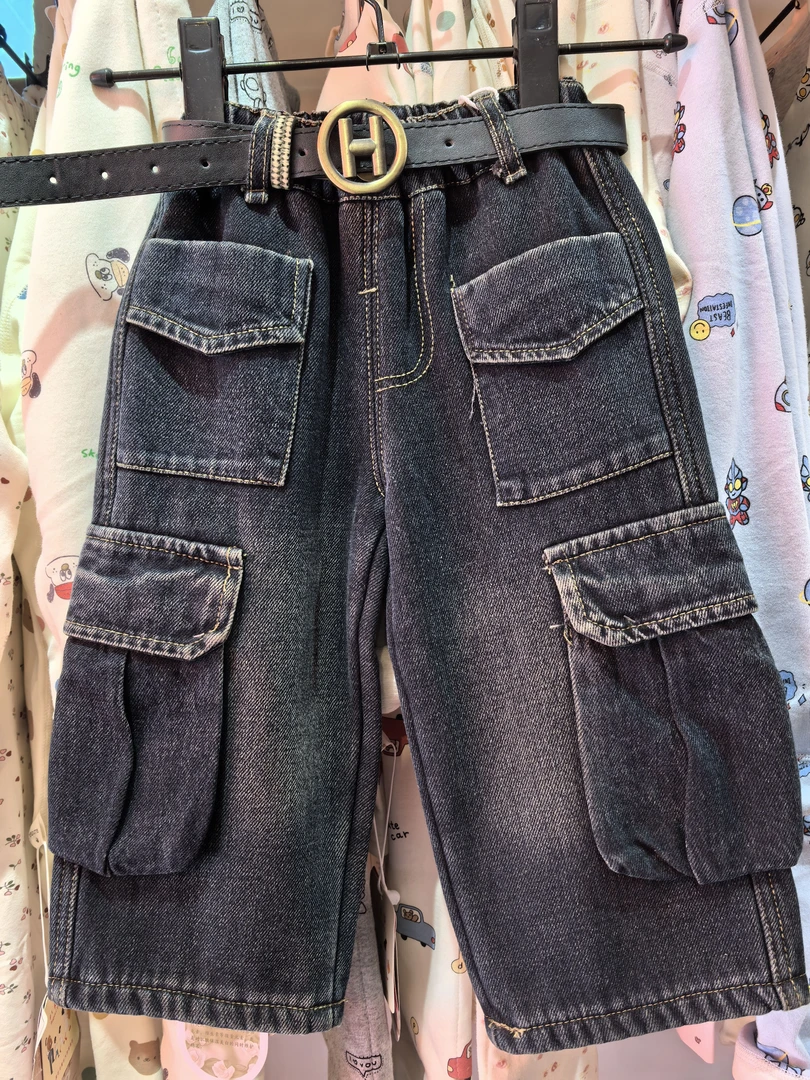 男童裤子加绒工装裤春秋冬季新款童装休闲宽松儿童牛仔裤