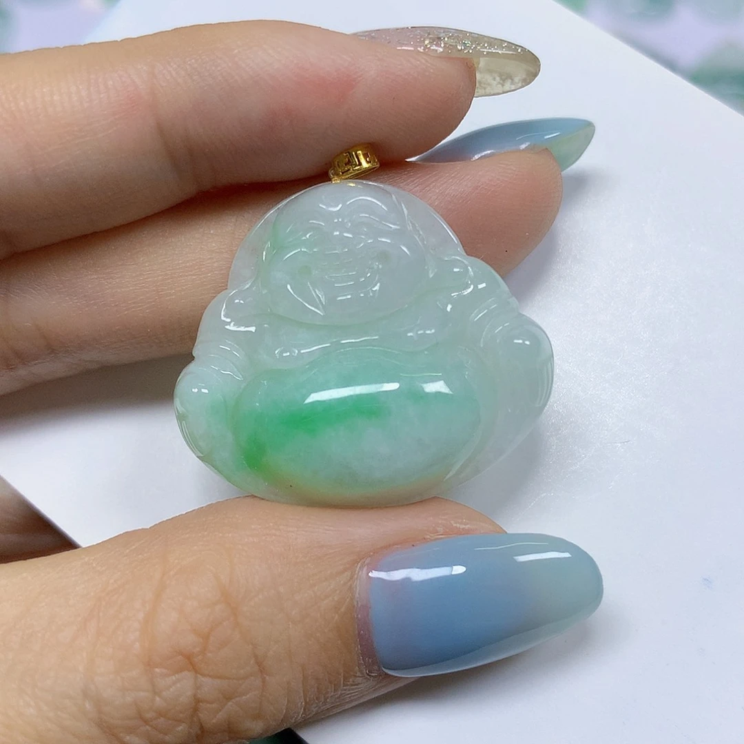 翡翠18K金镶嵌颈饰挂件