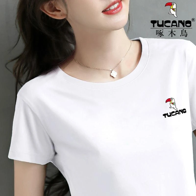 啄木鸟正品2025夏季新款纯棉短袖T恤减龄宽松显瘦百搭上衣女潮