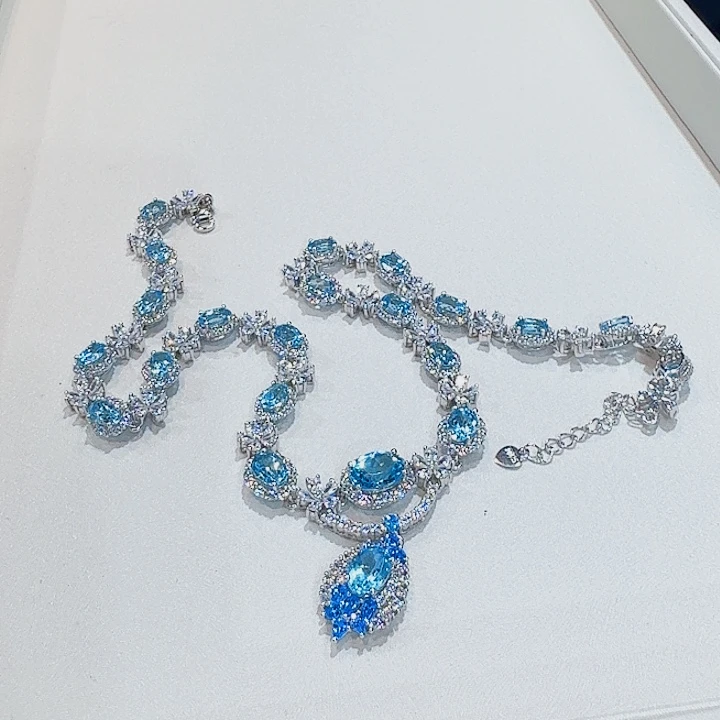 颈饰托帕石银S925镶嵌