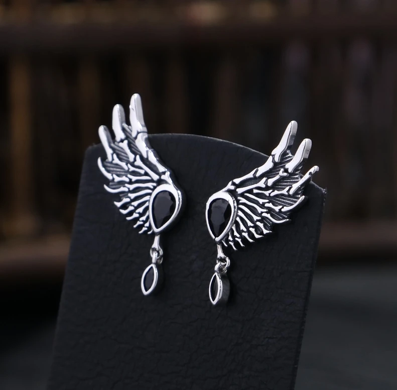 925银耳饰 水滴翅膀耳钉 耳扣 韩版流行精工耳饰