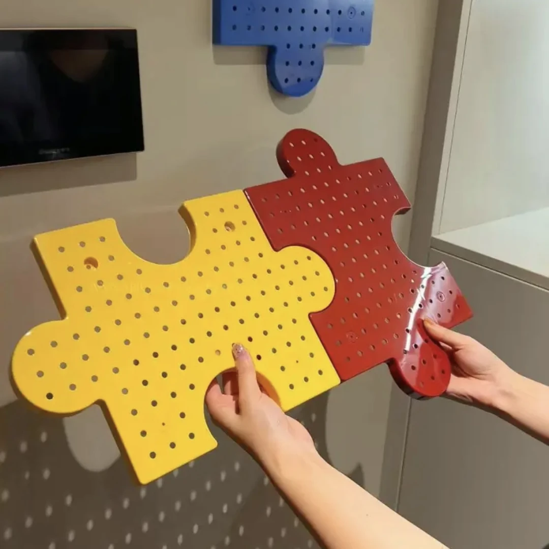 MOMO多巴胺拼图式洞洞板置物架宿舍卧室墙上壁挂收纳盒创意免打