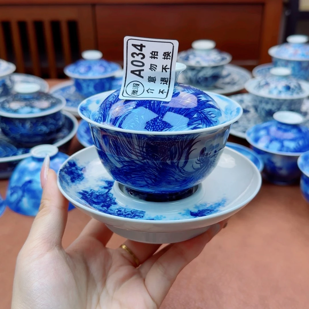 沐***峰景德镇陶瓷手绘一套