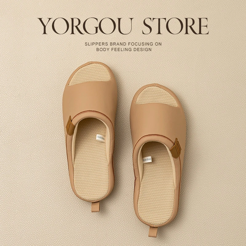 远港男士牛筋底防水棉拖鞋秋冬季加绒保暖室内家居PU皮拖防滑冬天