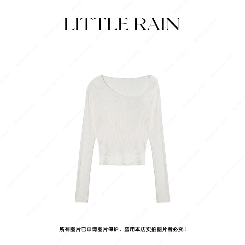 小雨姐姐新款【欲辣心机】纯欲性感斜领修身显瘦长袖针织上衣女秋