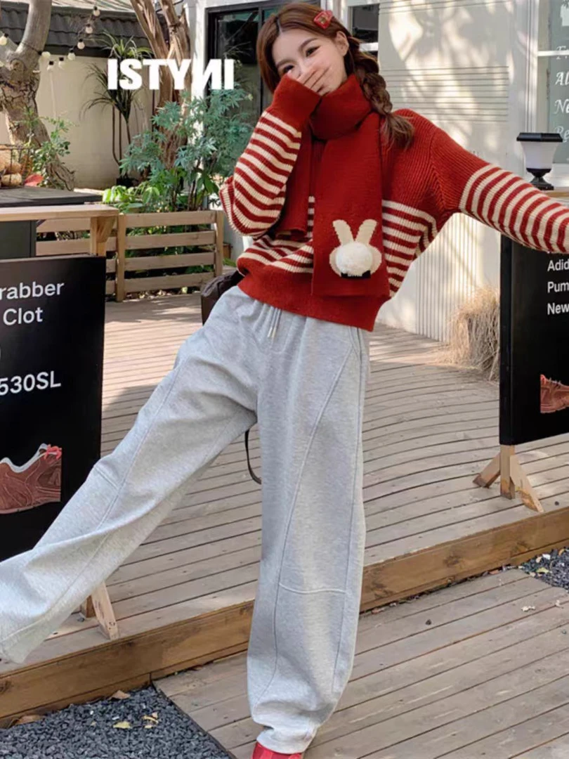 新款运动休闲香蕉裤卫裤松紧腰春秋款阔腿裤宽松显瘦女直筒裤