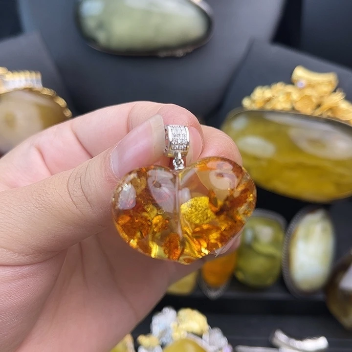 琥珀银S925镶嵌裸石