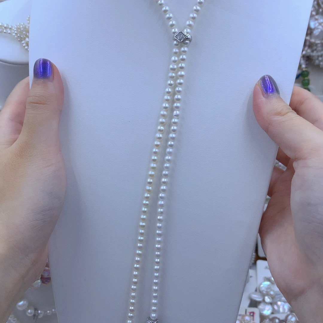 颈饰银S925镶嵌淡水珍珠小*