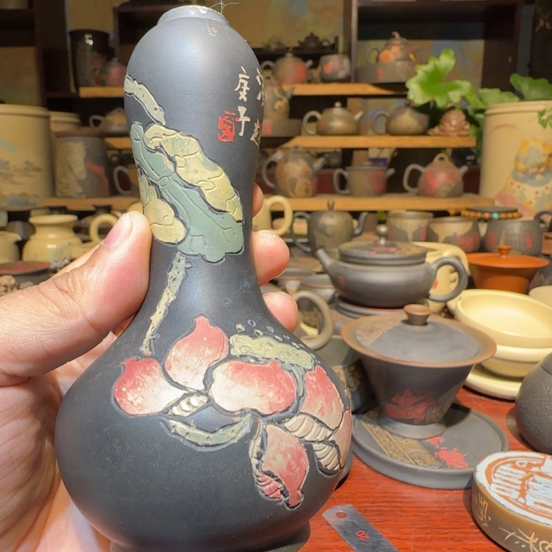 陶瓷建水紫陶花瓶