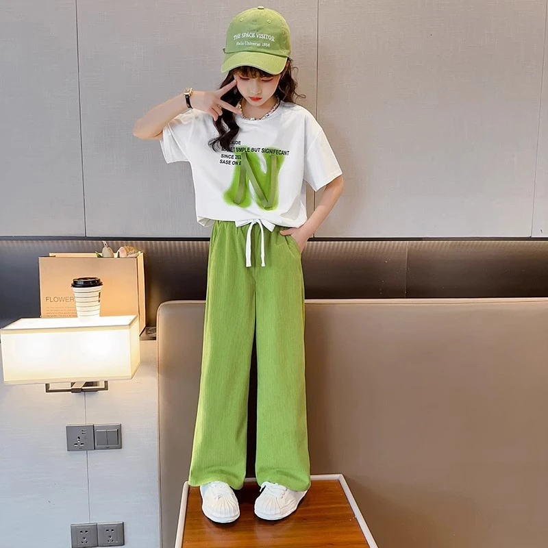 儿童套装女童洋气休闲夏季阔腿运动网红时尚薄款女孩宽松中大童