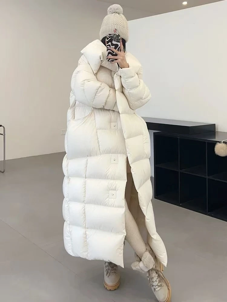 95%新国标白鸭绒羽绒服女泡芙韩系大版显瘦保暖加厚极简被子外套
