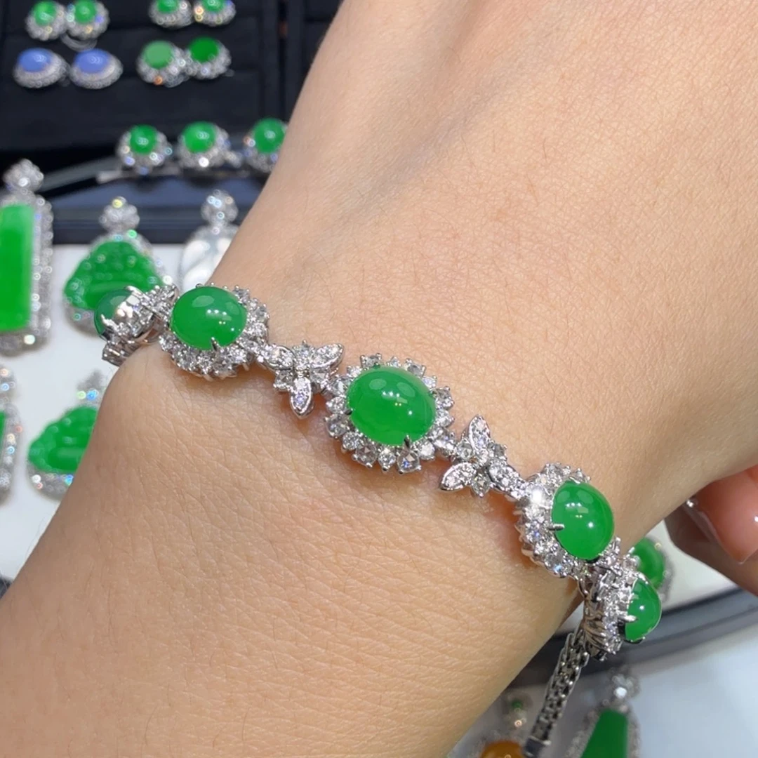 翡翠18K金镶嵌手链收到货48小时鉴赏期