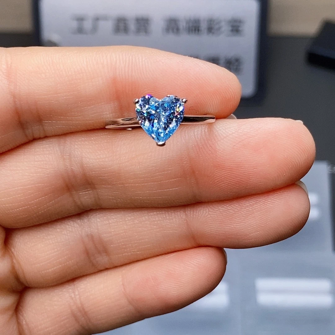 戒圈海蓝宝石银S925镶嵌