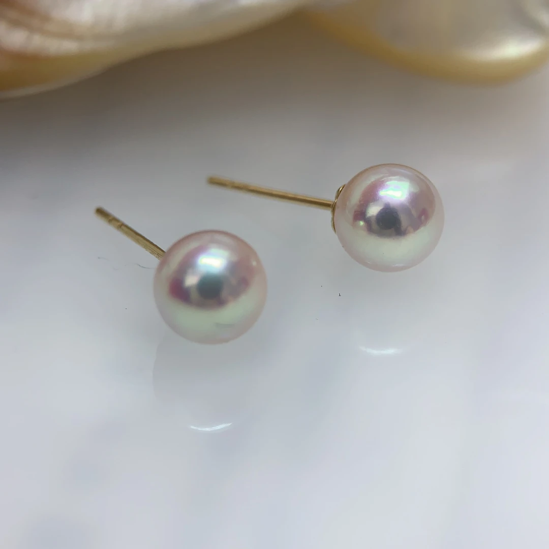 18K海水akoya素钉8-8.5MM GD015