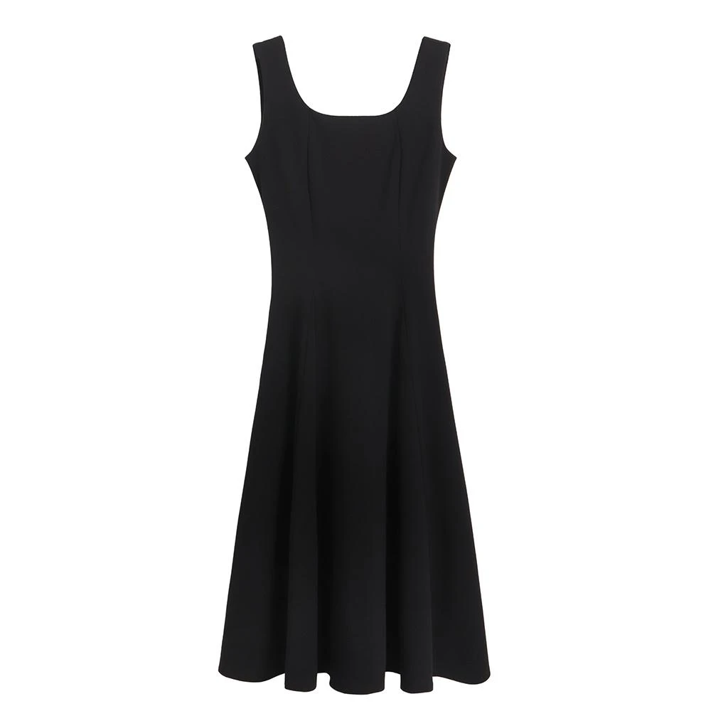 2025夏天裙子高级感无袖遮肉小黑裙U领收腰气质吊带裙赫本风显瘦