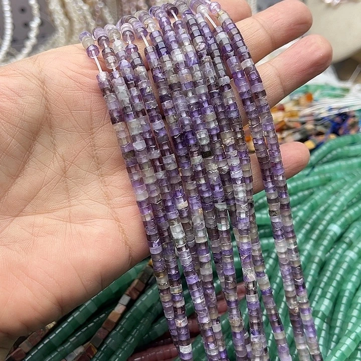 玛瑙/玉髓未镶嵌珠宝半成品一条4/2mm左右紫晶直切