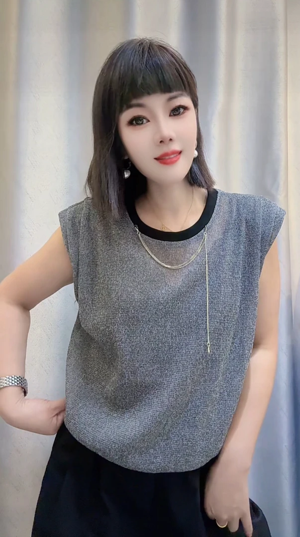 常规款宽松型常规轻职风无袖T恤宽松背心网红休闲