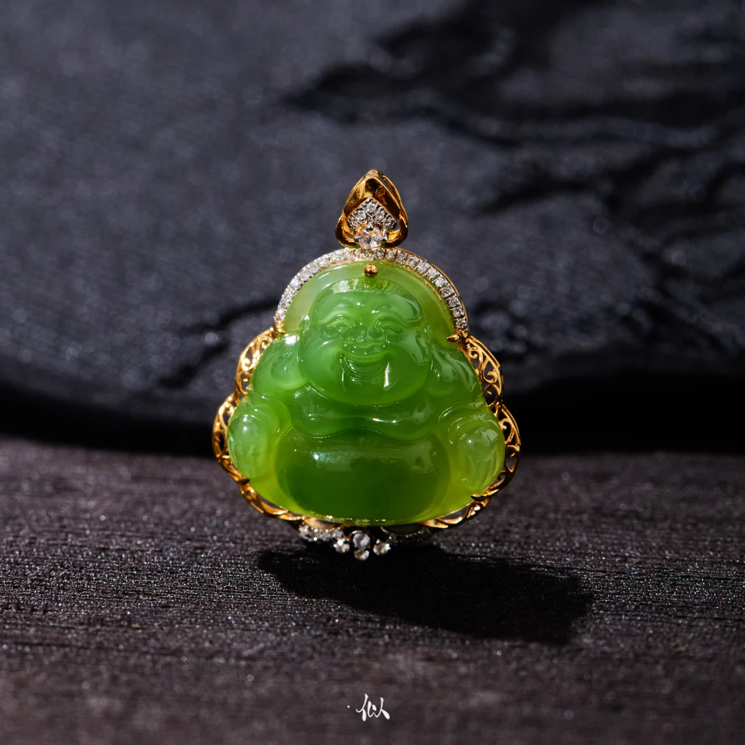 L-【静泽】·似梓珠宝· 18k金苹果绿佛公吊坠 SZCC2900131