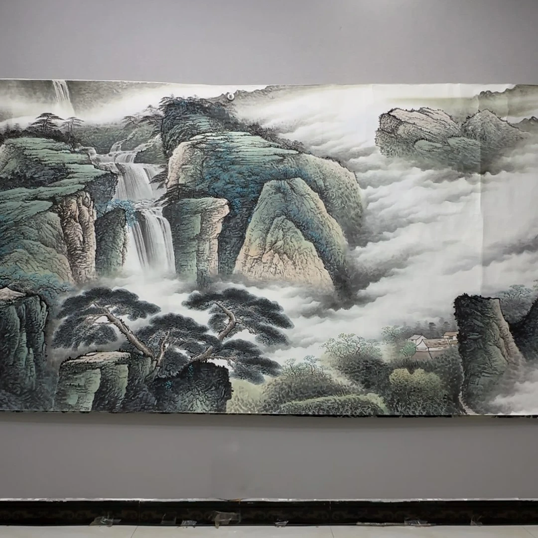 阿***祥国画横幅六尺精品山水贾敏