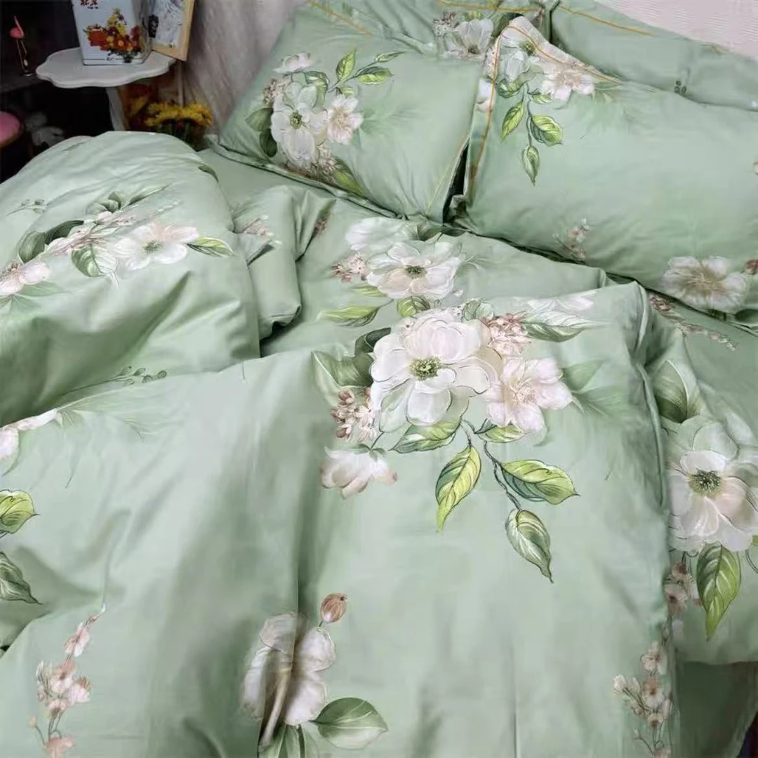 暗/香  精梳全棉大花轻奢印亲肤斜纹床上用品面料