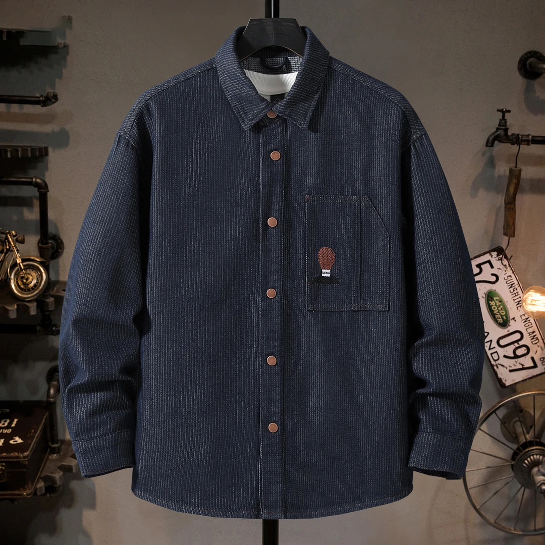 MR.MUDI/穆迪先生高品质牛仔衬衣男士美式复古设计感休闲衬衫外套