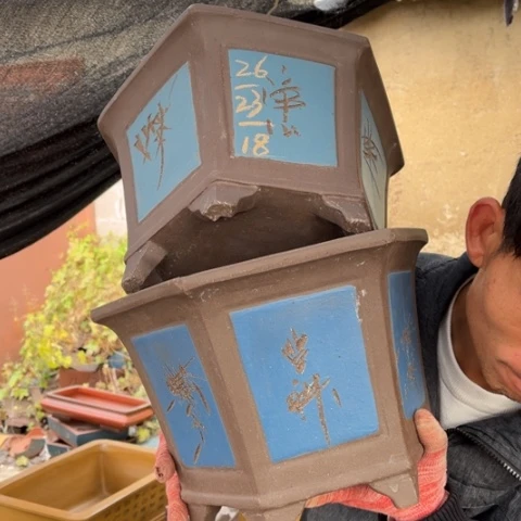 紫砂花盆特价包邮送盒