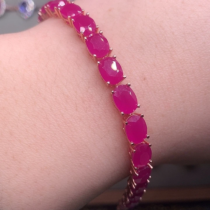 红宝石银S925镶嵌手链