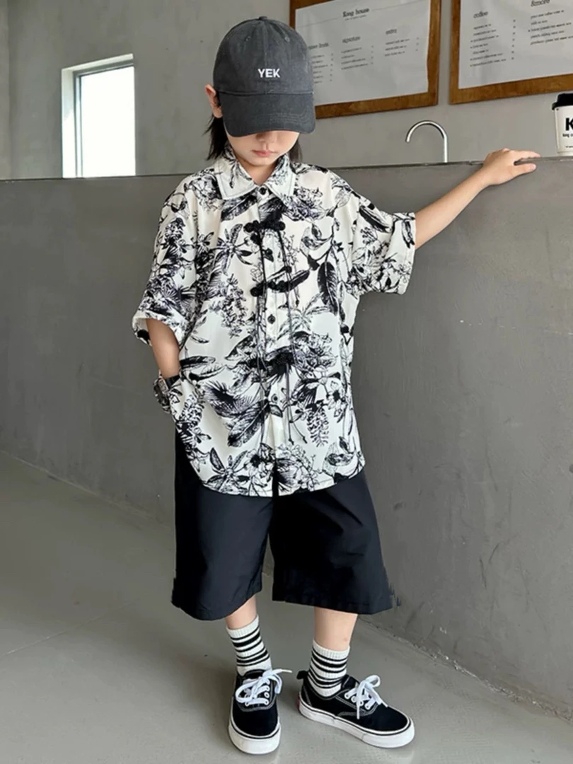 2015潮流时尚男女童国风套装夏季新款