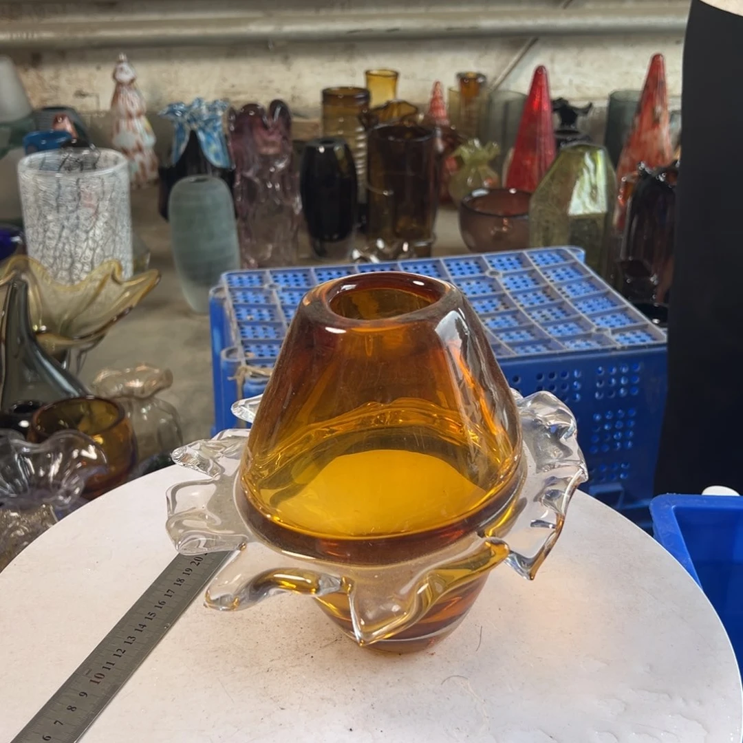 琥珀高度21琉璃花器摆件微瑕