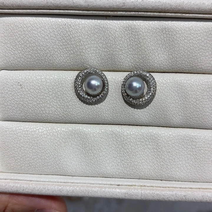 耳饰海水珍珠银S925镶嵌