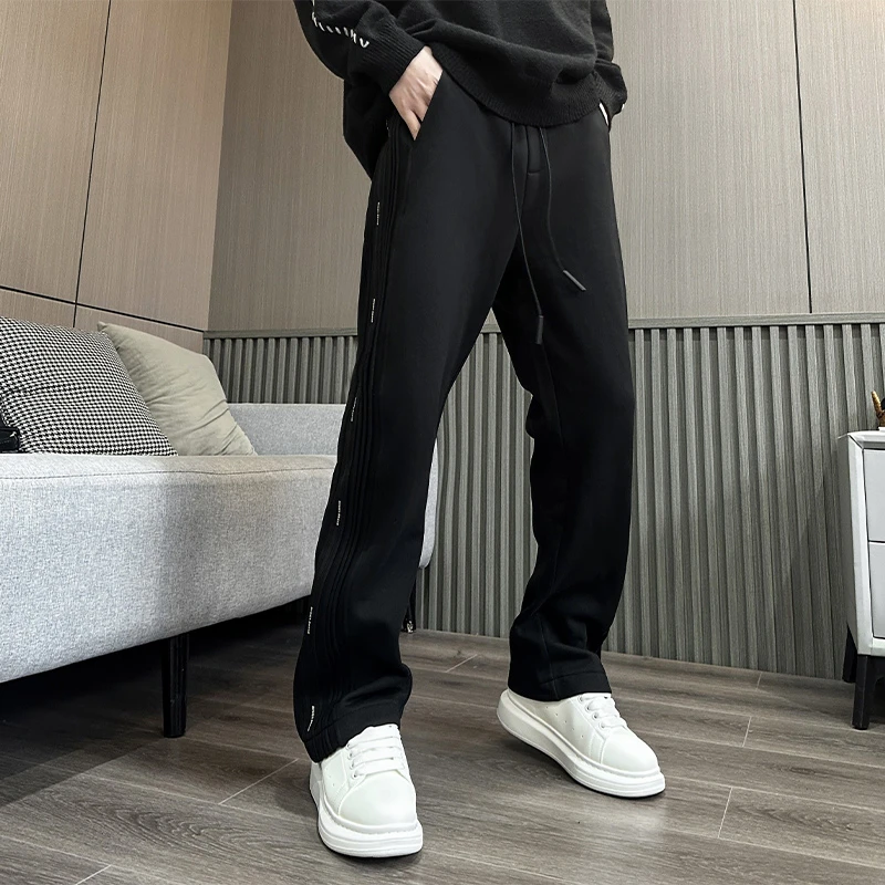 追属休闲裤子男士新款直筒宽松百搭美式潮牌秋冬季垂坠感运动卫裤