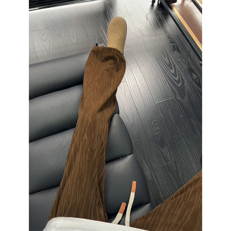 咖色灯芯绒裤子男秋季美式复古垂感oversize休闲运动卫裤宽松长裤