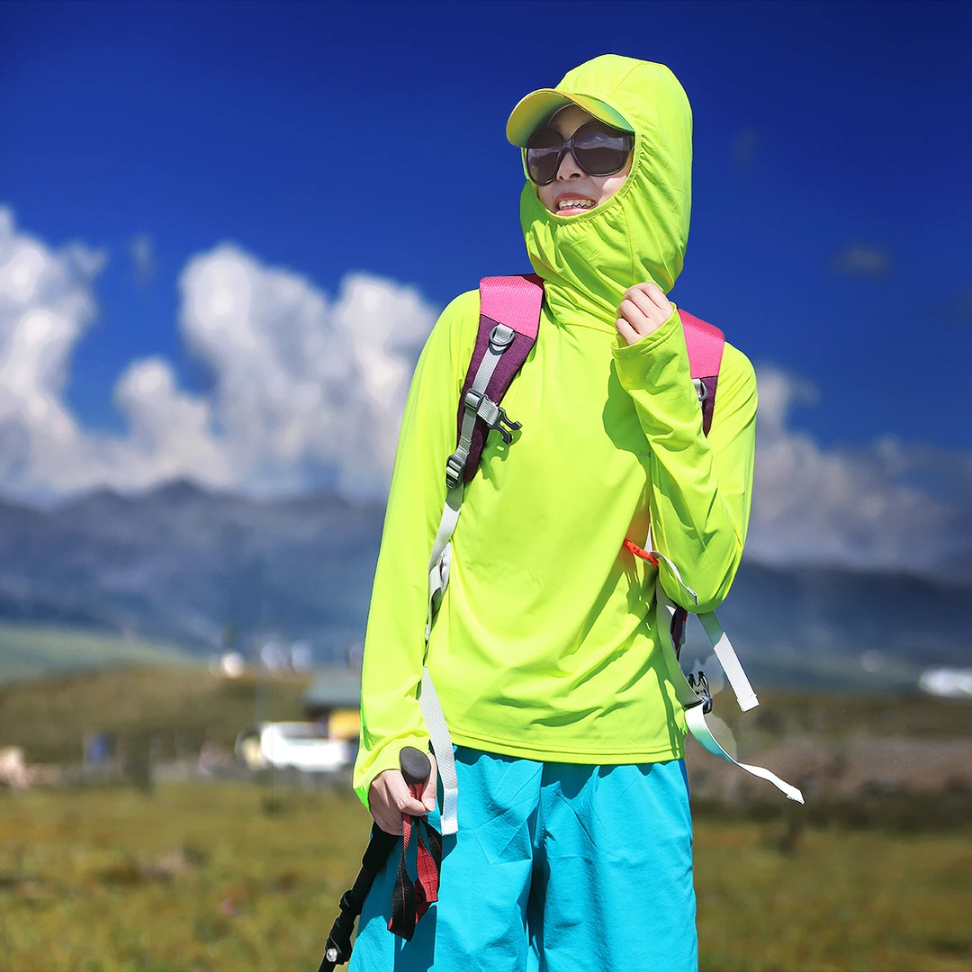 雪丘岛户外新款高领防晒T恤修身透气运动出游休闲吸汗速干衣女款