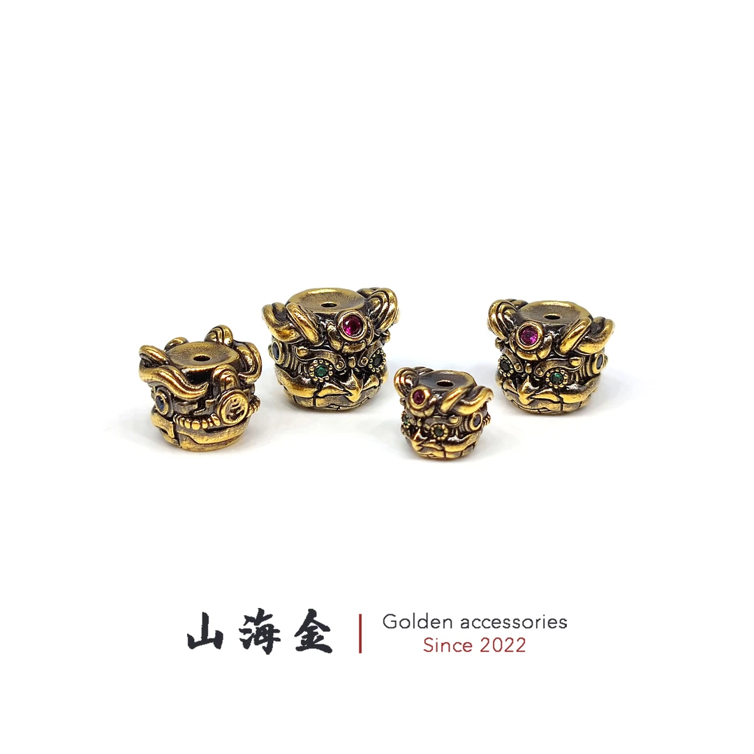 山海金 24K黄金999足金机械大鹏鸟隔珠顶珠赛博朋克风手串DIY配饰