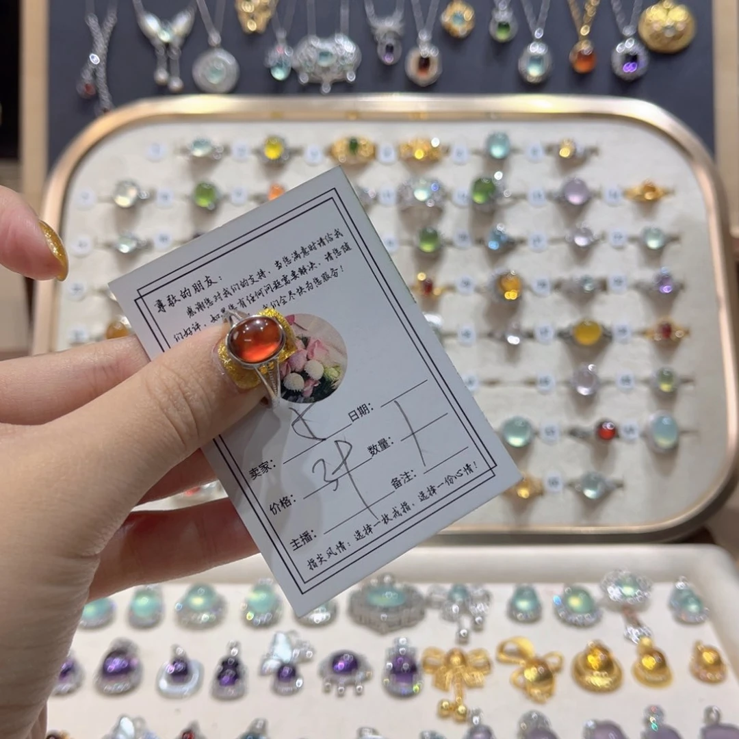 岫玉戒指银S925镶嵌戒指