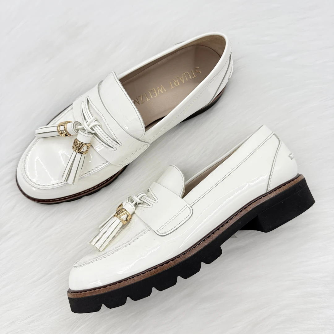 99新 StuartWeitzman 流苏金饰乐福鞋 37码 公价4.8k m034