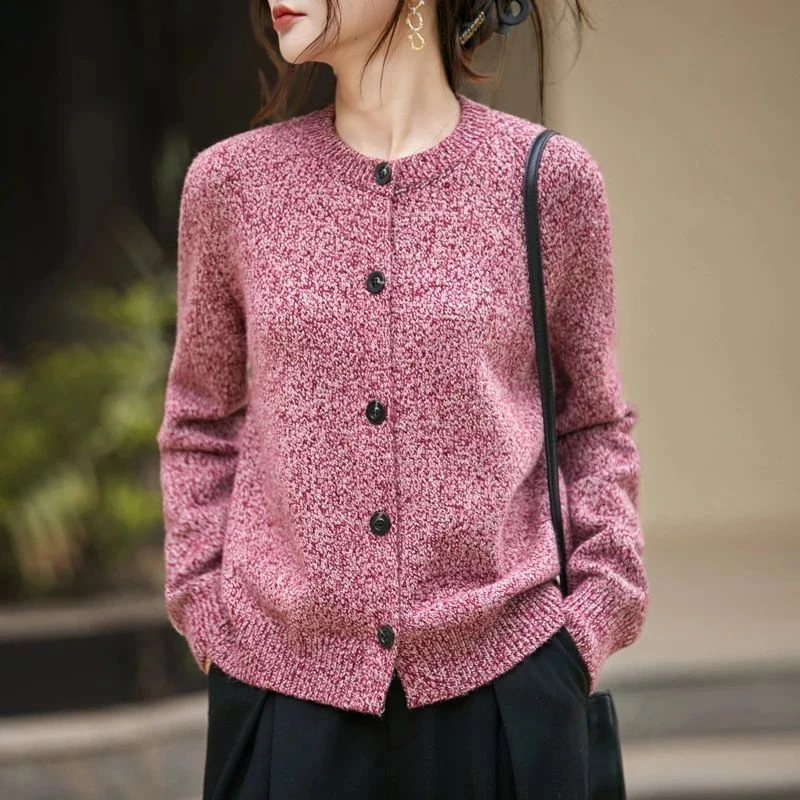 品牌撤柜正品早秋大码女装时尚羊毛针织开衫外套女2025秋冬新款